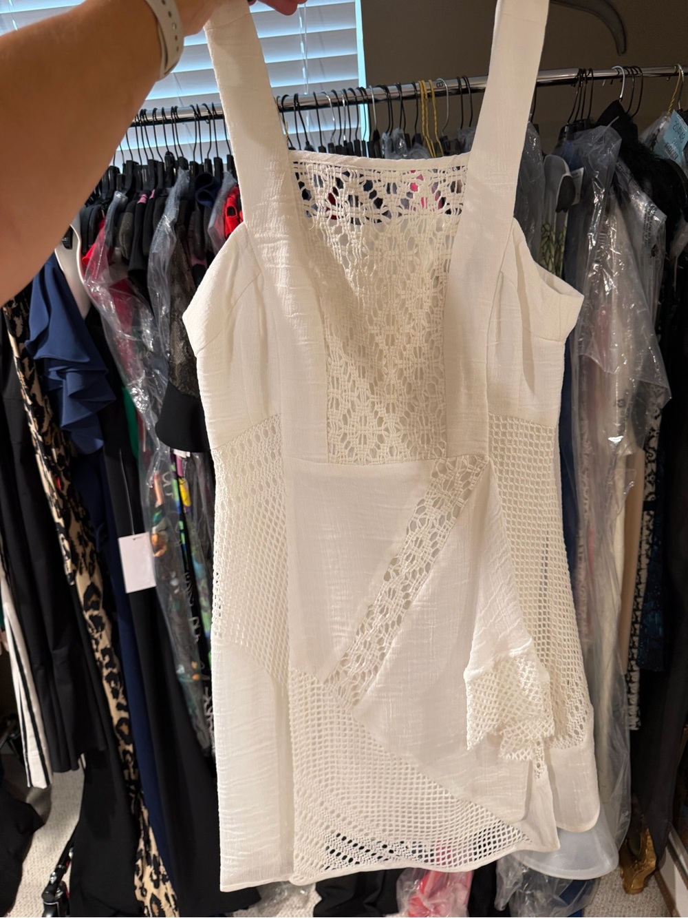 Nanette Lepore White Crochet Panel Mini Dress